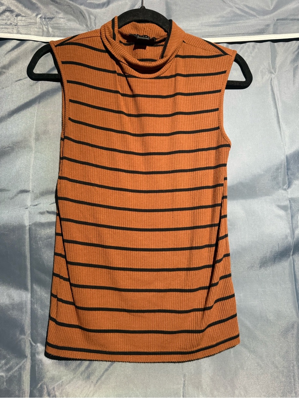 Sanctuary Rust Striped Sleeveless Mock Neck Tank